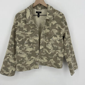 Aqua Camouflage Green Denim Jacket Women’s Size Large